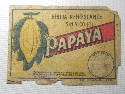 Etiqueta Bebida Papaya Antigua Valparaiso