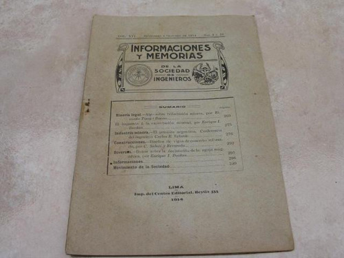 Mercurio Peruano: Boletin Ingenieria 9,10-1914 L25 Ig8rn