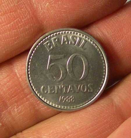 Moneda 50 Centavos, Brasil, 1988.