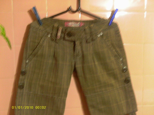 Bermuda Nautica- De Gabardina De Jean En Tostados Militares