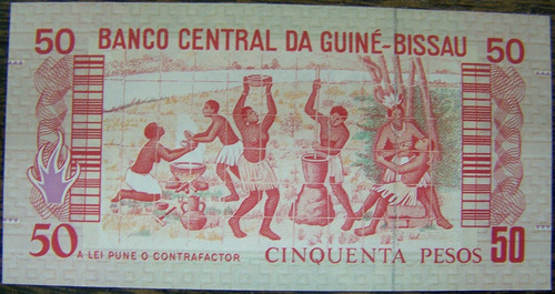 Imagen 2 de 2 de Guinea Bisau 50 Pesos 1990 * Aborigenes *