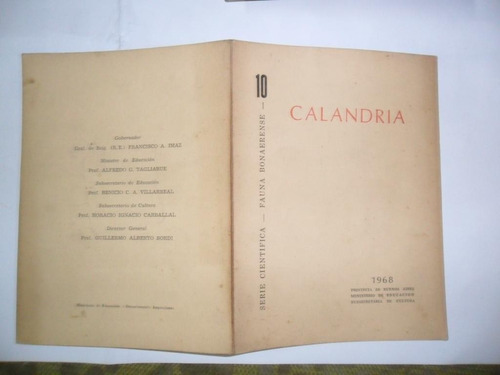 Calandria Fauna  Bonaerense Cientifica 1968 R J Llano