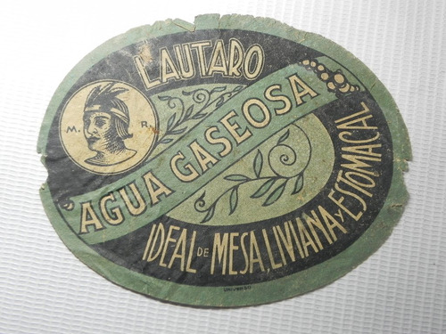 Etiqueta Lautaro Agua Gaseosa Antigua Antofagasta