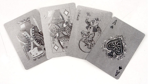 Kikkerland Juegos Paquete Mazo De Cartas Poker Diseño Plata