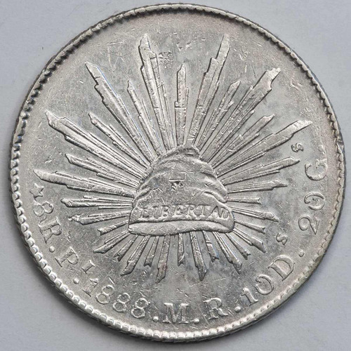 Aaaa 1888 8 Reales Pi Rara Moneda Mexicana Peso Au Plata Cf2