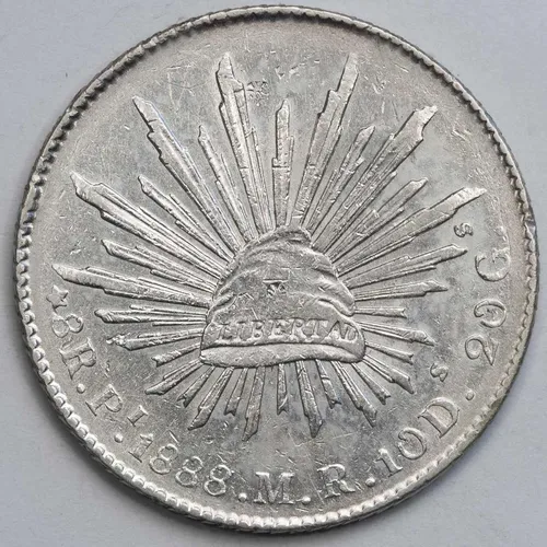 comprar Aaaa 1888 8 Reales Pi Rara Moneda Mexicana Peso Au Plata Cf2
