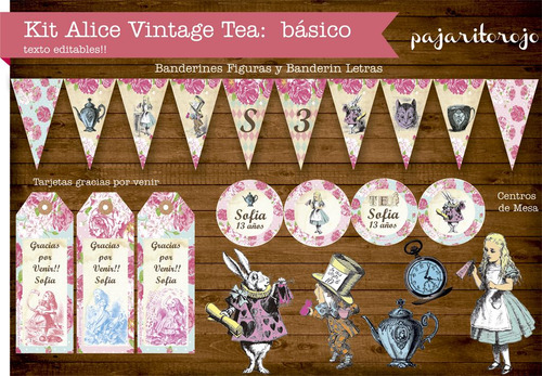 Kit Imprimible Vintage Alicia