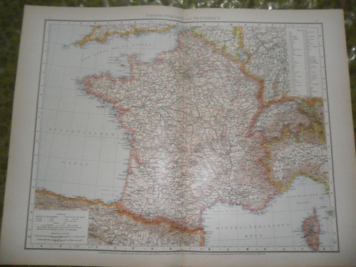 Mapa Plano 1893 Frankreich Francia Paris Corsica Vizcaya
