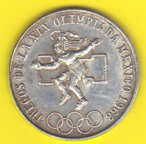 25 Pesos 1968 Plata México Juegos Olimpicos Juego Pelota Hm4