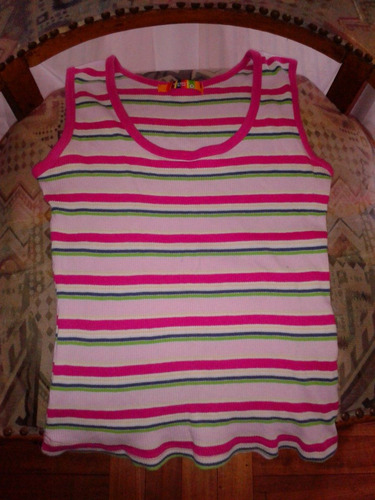 Polera Sin Mangas Colores Elasticada 100 % Algodón Talla S