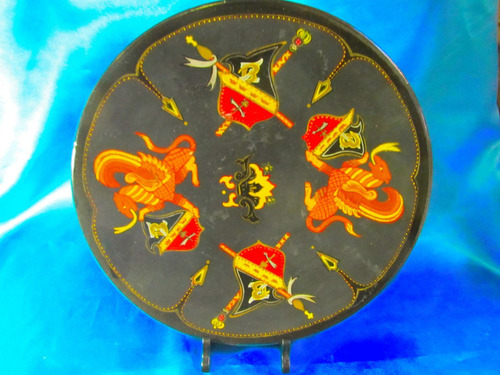 El Arcon Plato Ceramica Oriental Pintado A Mano 32  Cm 1002