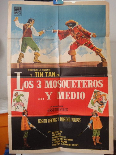 Poster Los Tres Mosqueteros Y Medio German Valdes Tin Tan