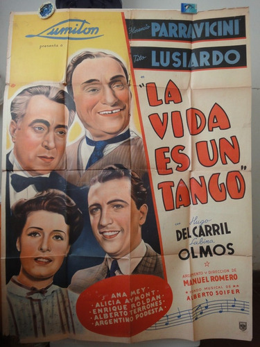 Poster La Vida Es Un Tango Parravicini Hugo Del Carril Olmos