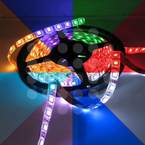 Imagen 4 de 9 de Combo 5 Metros Tira Led Interior Rgb 5050 +control 24botones