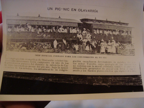 Antigua Fotografía Tren Antiguo Pic Nic En Olavarria 13x9 Cm