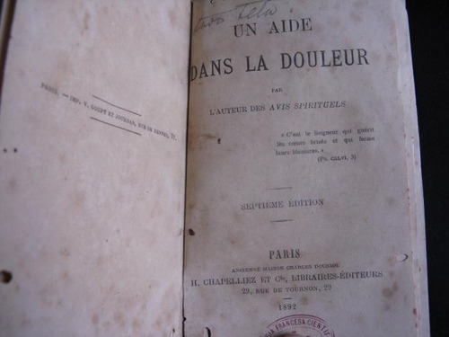 Mercurio Peruano: Libro Ayuda El Dolor 1892 Psicologia L138