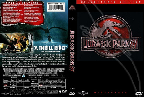 Dvd Importado Jurassic Park 3 Collectors Edition Regiao 1