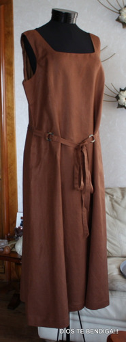 Elegante Vestido Lino Cafe Moro Forrado Txl