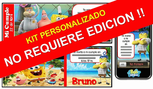 Kit Imprimible De Bob Esponja 100% Personalizado