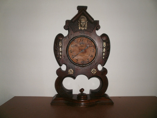 Antiguo Reloj De Mesa D Roble Made In Usa Funciona Y Se Para