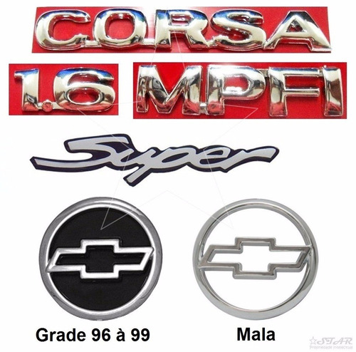 Kit Emblemas Corsa Sedan 1.6 Mpfi Super - 1996 À 1999
