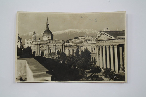 Foto Postal Santiago Chile Congreso Nacional Y Catedral 1950