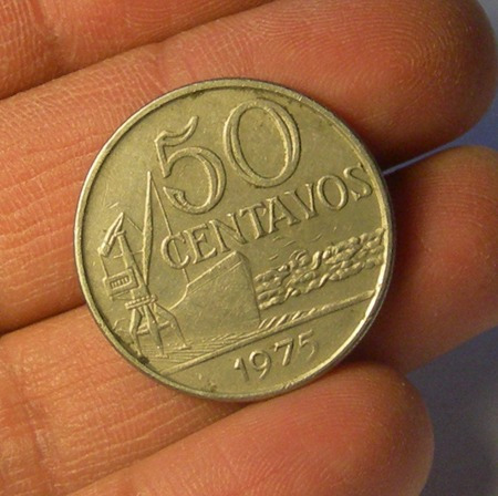 Moneda 50 Centavos, Brasil, 1975.