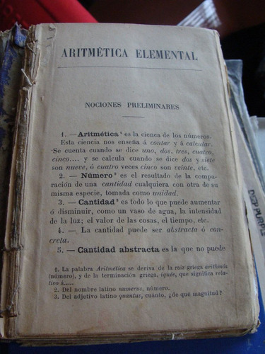 Libro Aritmetica Elemental, Antiguo