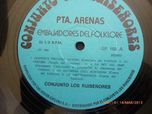 Vinilo Lp De Los Ruiseñores Folklore Punta Arenas (u413