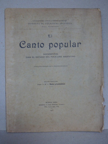 El Canto Popular. 1923