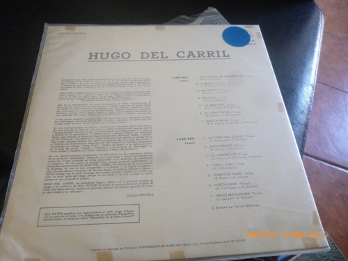 Vinilo Lp De Hugo Del Carril -mano A Mano (u721