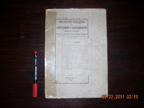 Revista Chilena De Historia Y Geografía. 1919. Nº 34.