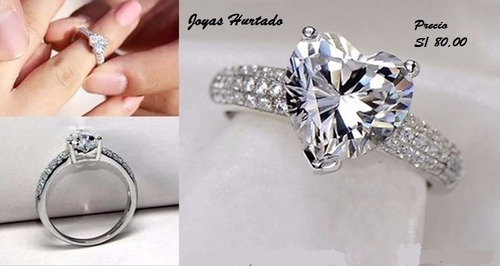 Anillo D Compromiso D Plata D Ley En Forma D Corazón