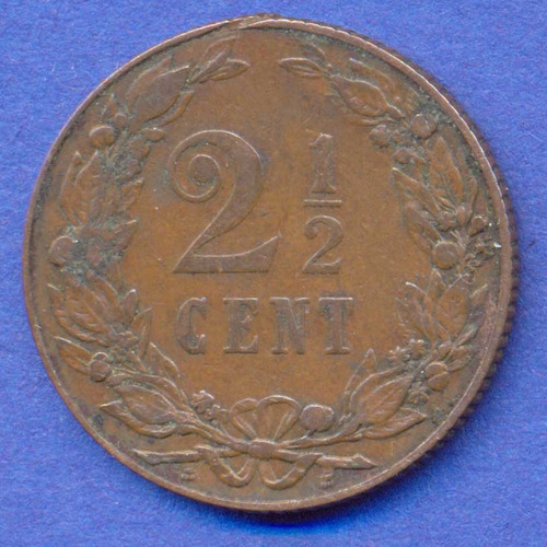 Imagen 1 de 2 de Holanda 2 1/2 Cent 1904 * Reino Wilhelmina I *