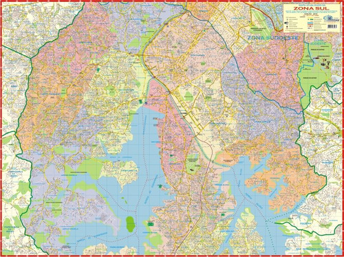 Mapa Gigante Da Zona Sul De São Paulo ~ Tamanho 1,20 X 0,90m