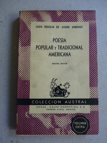 De Jijena Sanchez, L.r. Poesía Popular Y Tradicional Americ.