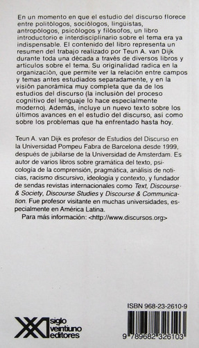 Imagen 2 de 4 de Estructuras Y Funciones Del Discurso, Van Dijk, Ed Siglo Xxi