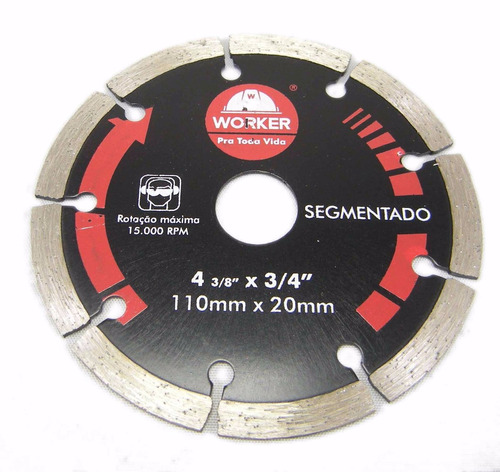 Disco Diamantado Segmentado Worker Ø 110mm P/concreto,tijolo