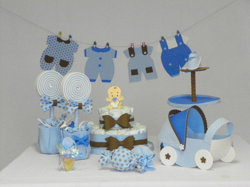 Kit Festa Decoração Chá De Bebê Poá Rosa E Azul