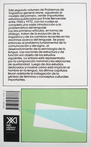 Imagen 2 de 6 de Problemas De Linguística General - 2 Tomos, Benveniste, Sxxi