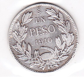 Moneda Un Peso 1910 Republica De Chile