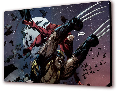 Cuadro 50x30cms Decorativo Wolverine Attack 1