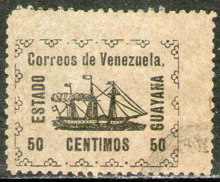 Venezuela Sello Usado Guyana X 50c. Barco A Vapor Año 1903 