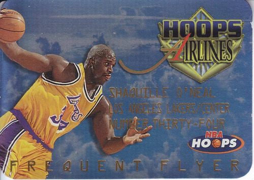 1997-98 Hoops Frequent Flyer Shaquille O'neal Lakers