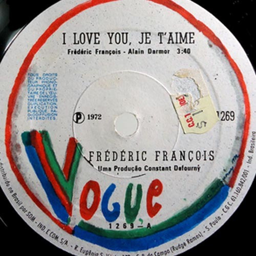 Imagem 1 de 1 de Frédéric François 1972 I Love You, Je T'aime Compacto