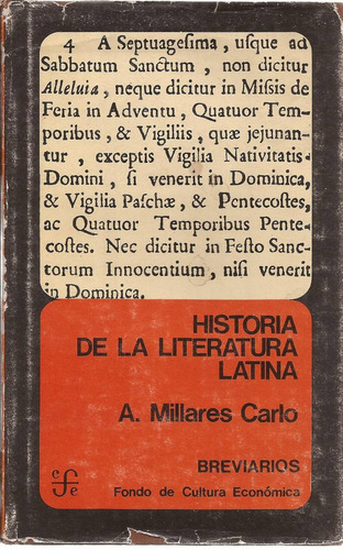 Historia De La Literatura Latina Agustín Millares Carlo Fce