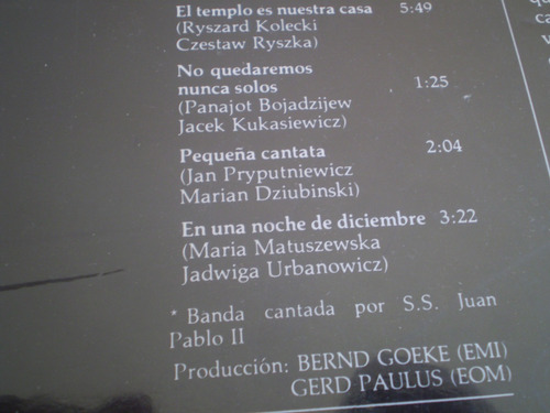 Vinilo Lp Canciones Del Papa Juan Pablo Ii Polonia (u21