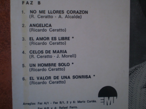 Vinilo Lp De Ricardo Ceratto Mis Canciones (u216
