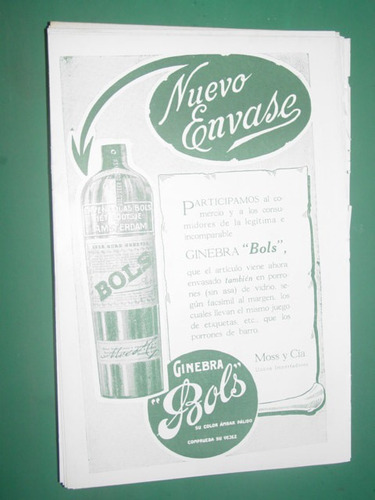 Ginebra Bols Recorte Publicidad Bebidas Botella Modelo 18