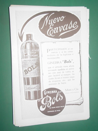 Ginebra Bols Recorte Publicidad Bebidas Botella Modelo 19